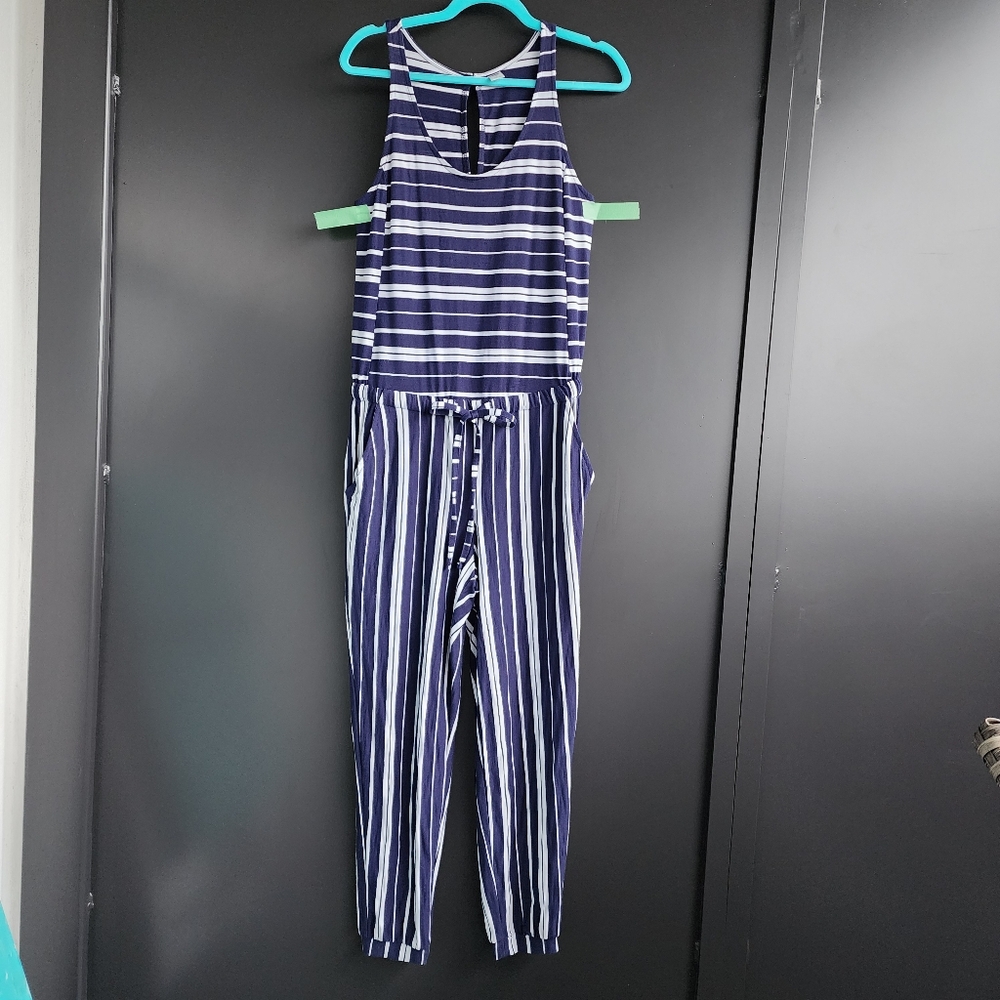 EUC  BLUE & WHITE STRIPED JUMPSUIT WITH POCKETS BY OLD NAVY - SIZE SMALL